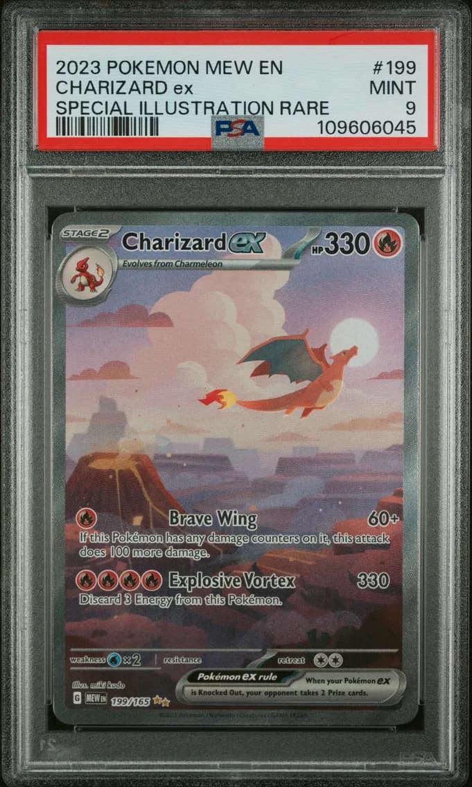 2023 #199 Charizard EX PSA 9 Mew