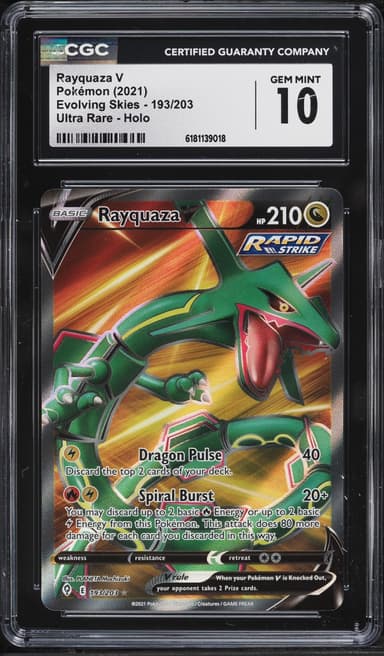 Pokemon Sword & Shield Evolving Skies Full Art Rayquaza V #193
