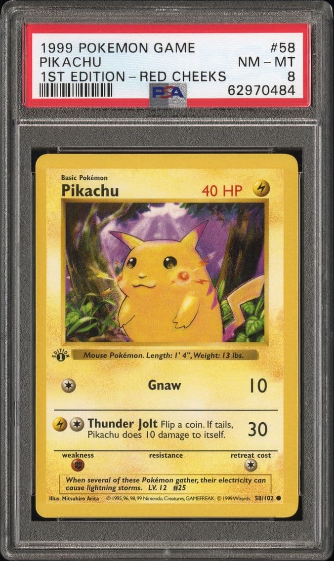1999 #58 Pikachu PSA 8 Game