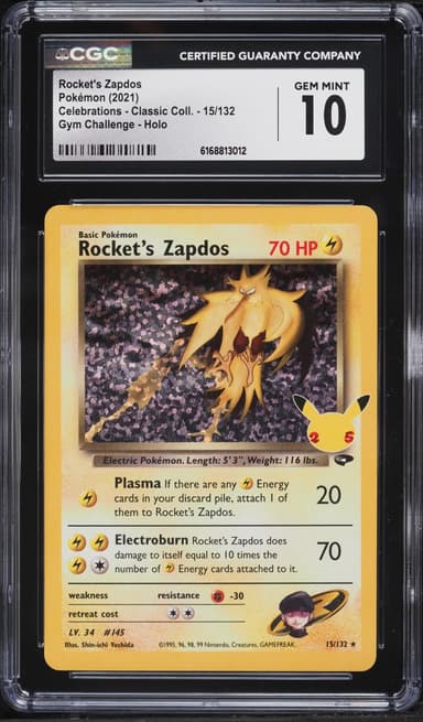 Pokemon Sword & Shield Celebrations Classic Holo Rocket's Zapdos #15