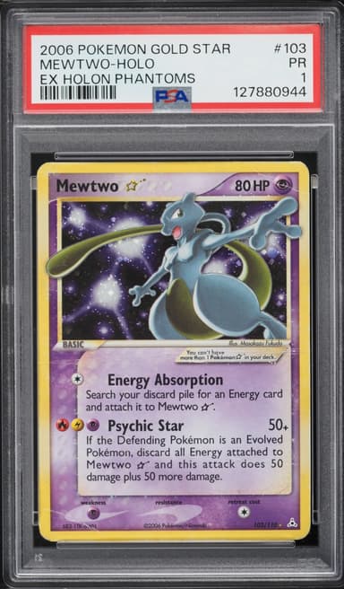 Pokemon EX Holon Phantoms Holo Mewtwo Gold Star #103