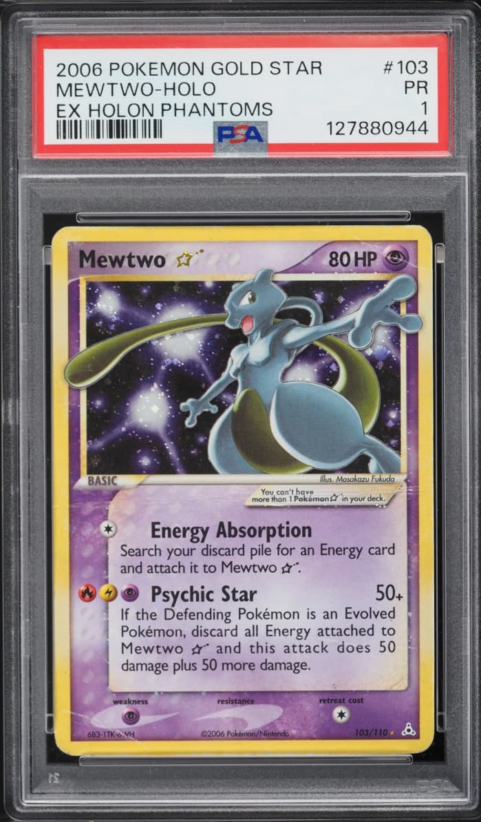 Pokemon EX Holon Phantoms Holo Mewtwo Gold Star #103