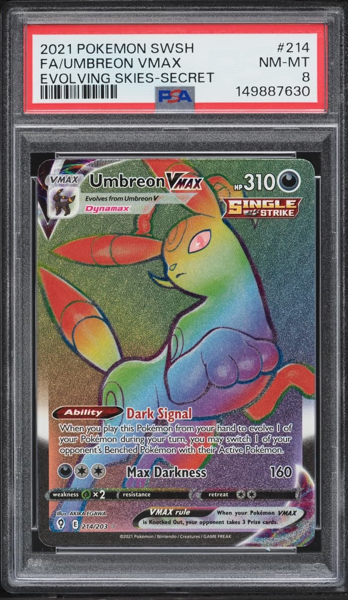 Pokemon Sword & Shield Evolving Skies Rainbow Rare Umbreon VMAX #214