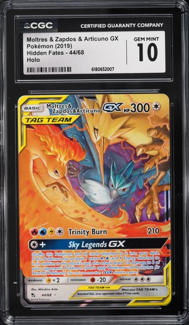 Pokemon Sun & Moon Hidden Fates Holo Moltres & Zapdos & Articuno GX #44