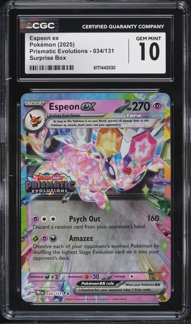 Pokemon Scarlet & Violet Prismatic Evolutions Surprise Box Holo Espeon ex #34