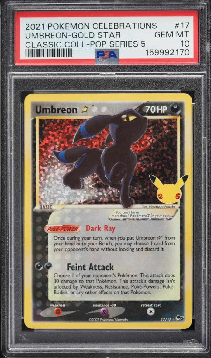 Pokemon Sword & Shield Celebrations POP Series 5 Holo Umbreon Gold Star #17