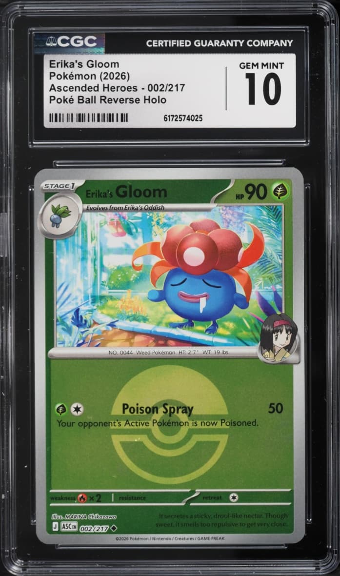 Pokemon Mega Ascended Heroes Poke Ball Reverse Holo Erika's Gloom #002