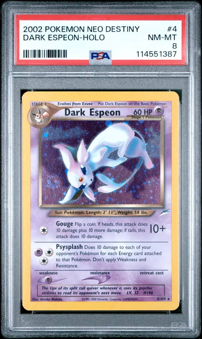 2002 #4 Dark Espeon-Holo PSA 8 N