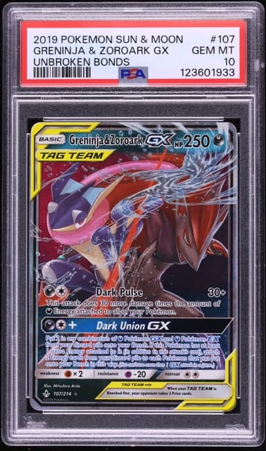 Sun & Moon Unbroken Bonds Greninja & Zoroark GX GEM MINT