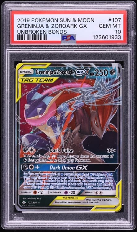 Sun & Moon Unbroken Bonds Greninja & Zoroark GX GEM MINT