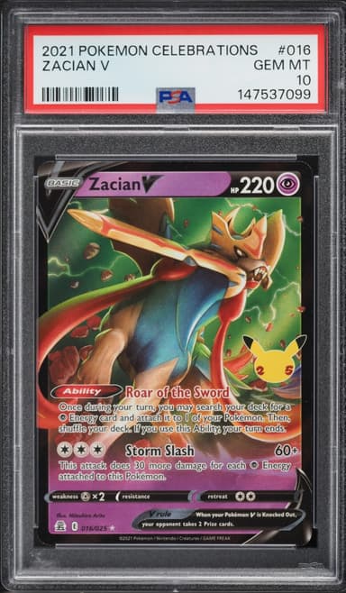 Pokemon Sword & Shield Celebrations Holo Zacian V #16