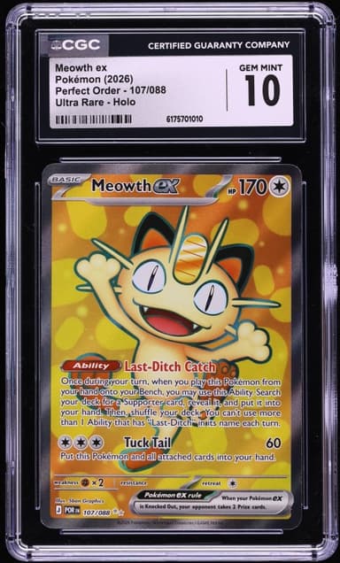 Pokemon Mega Evolution Perfect Order Full Art Meowth ex #107