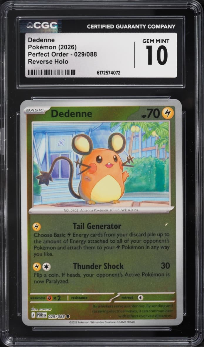 Pokemon Mega Evolution Perfect Order Reverse Holo Dedenne #029