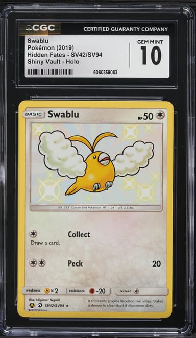 Pokemon Sun & Moon Hidden Fates Shiny Vault Holo Shiny Swablu #SV42