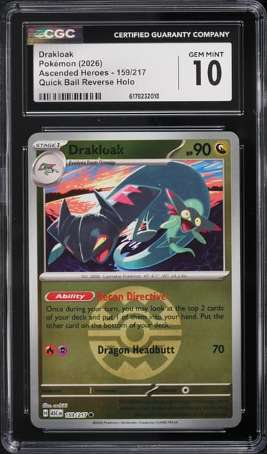 Pokemon Mega Evolution Ascended Heroes Quick Ball Reverse Holo Drakloak #159