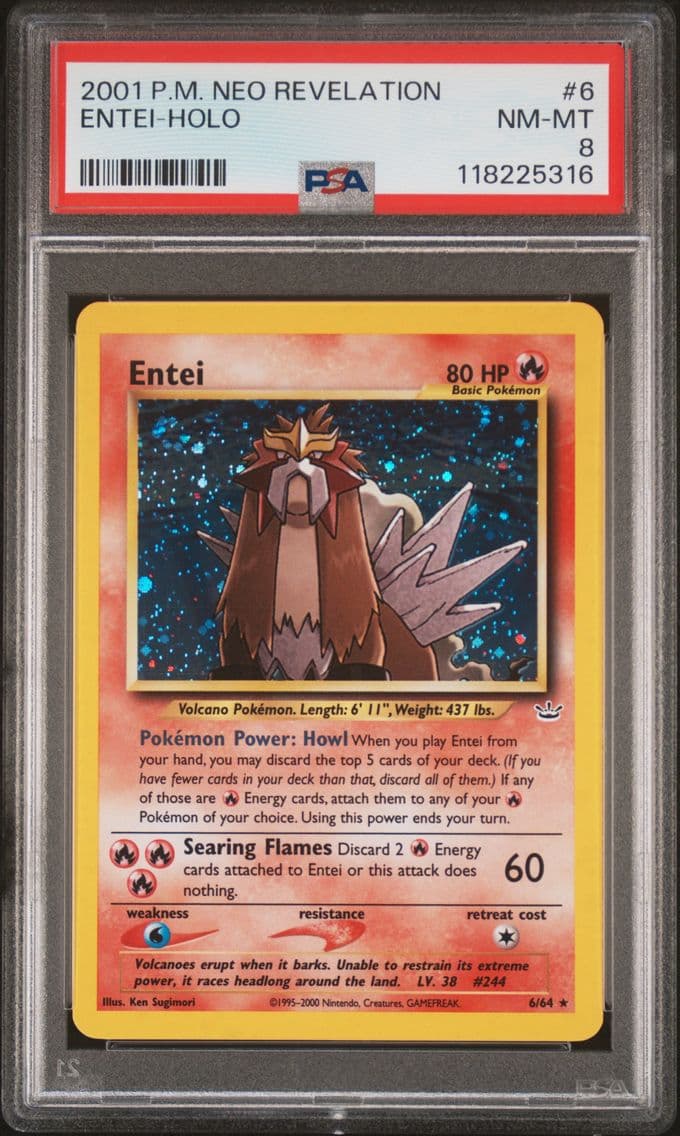 2001 #6 Entei-Holo PSA 8 Neo Rev