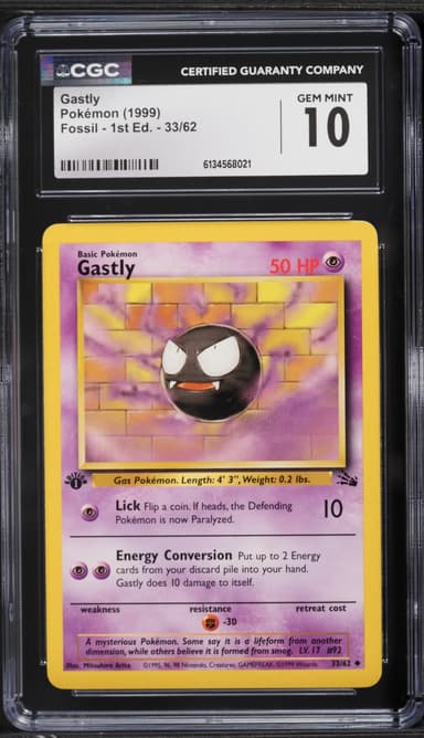 Pokemon Fossil 1st Edition Gastly #33