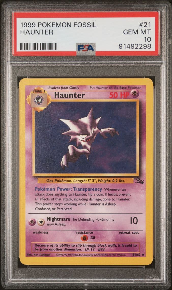 1999 #21 Haunter PSA 10 Fossil