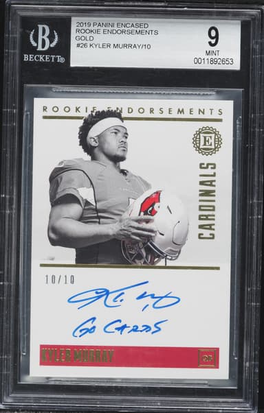 Panini Encased Endorsements Gold Kyler Murray ROOKIE RC AUTO /10 MINT