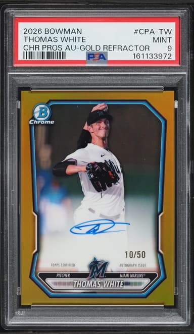Bowman Chrome Gold Refractor Thomas White PROSPECT AUTO /50 #CPA-TW