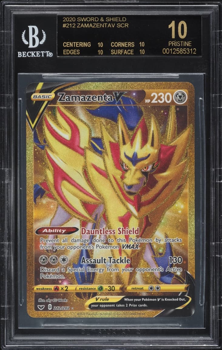 Pokemon Sword & Shield Gold Rare Zamazenta V #212