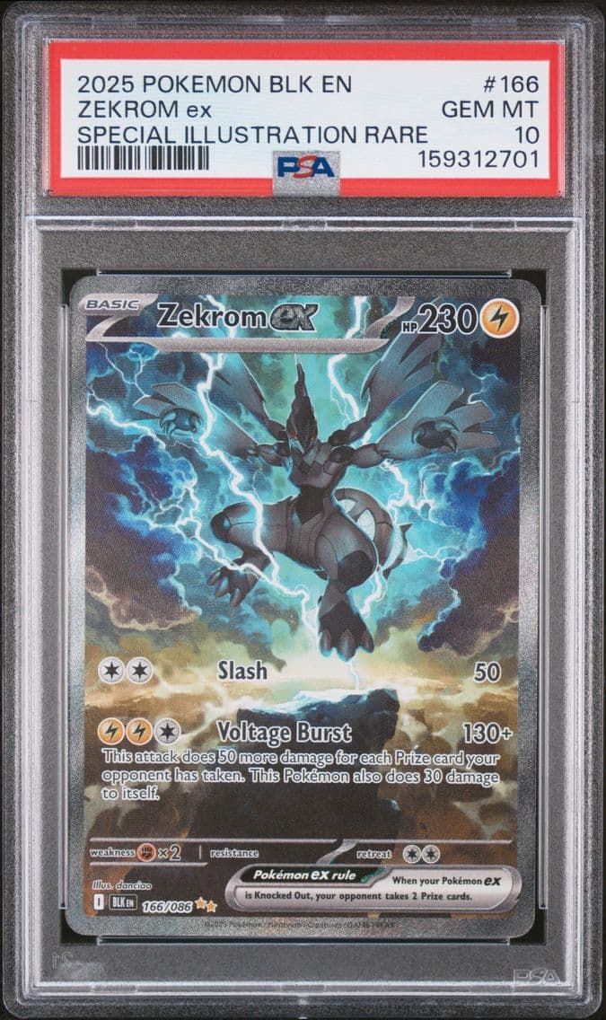 2025 #166 Zekrom EX PSA 10 Blk E