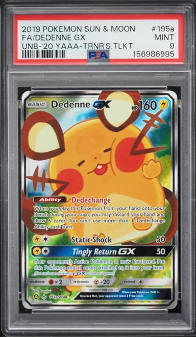 Pokemon Sun & Moon Unbroken Bonds Trainer's Toolkit Alt Art Dedenne GX #195a
