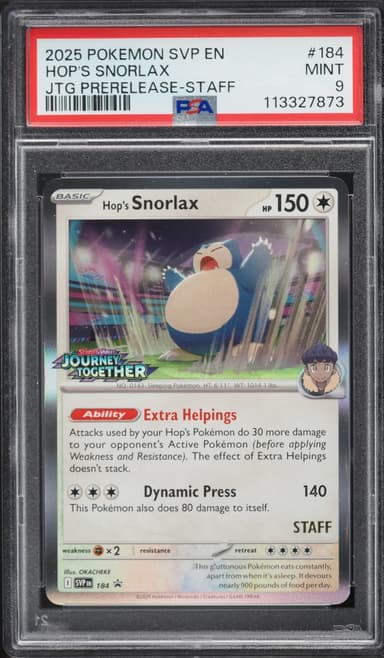 Pokemon SV Promo Journey Together Prerelease Staff Hop's Snorlax #184