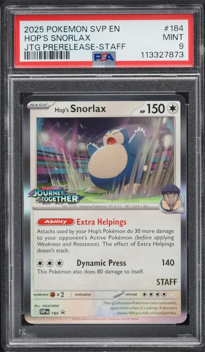 Pokemon SV Promo Journey Together Prerelease Staff Hop's Snorlax #184