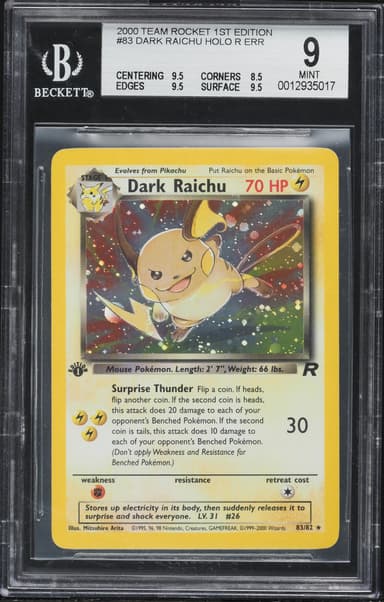 Dark Raichu-Holo 1st Edition