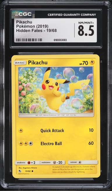 Pokemon Sun & Moon Hidden Fates Pikachu #19