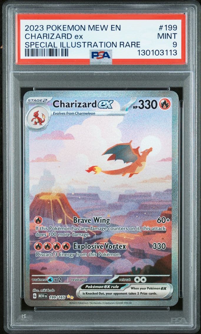 2023 #199 Charizard EX PSA 9 Mew