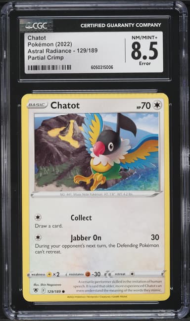 Pokemon SWSH Astral Radiance Partial Crimp Chatot #129