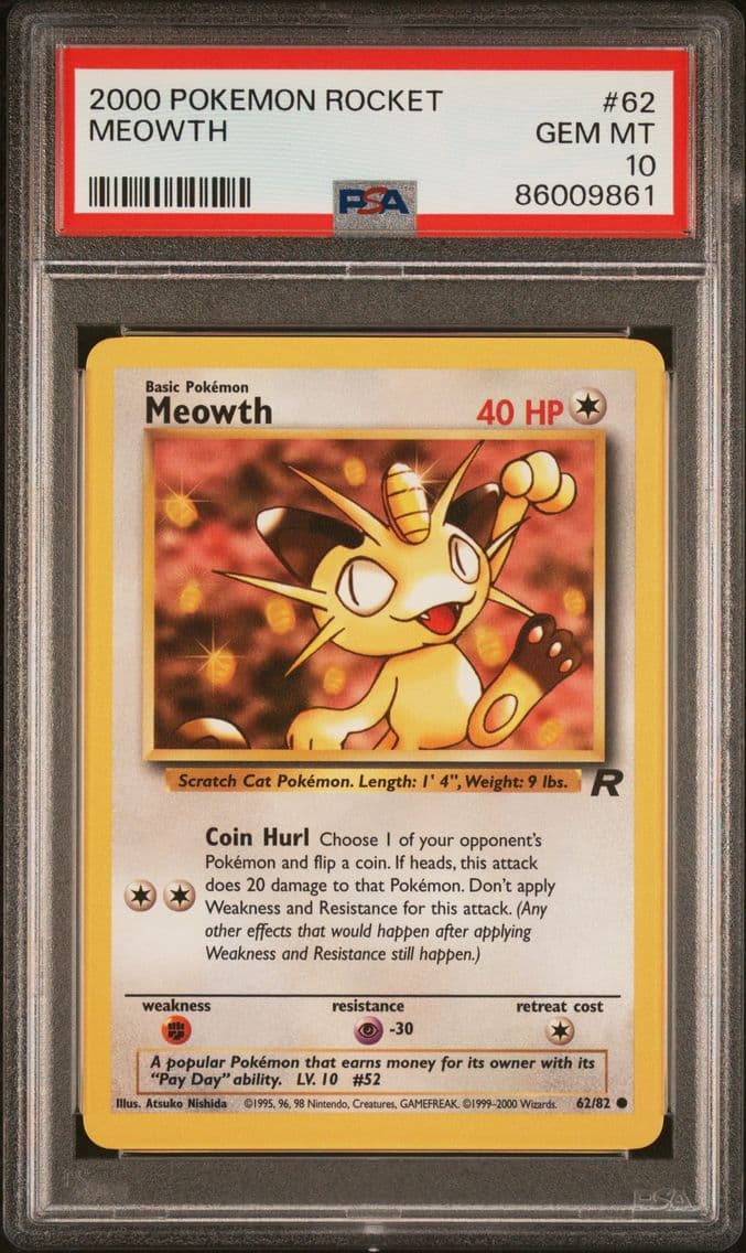 2000 #62 Meowth PSA 10 Rocket