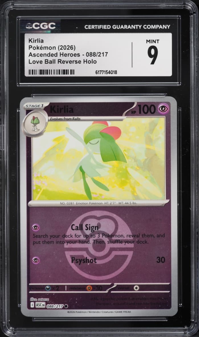 Pokemon Mega Evolution Ascended Heroes Love Ball Reverse Holo Kirlia #088