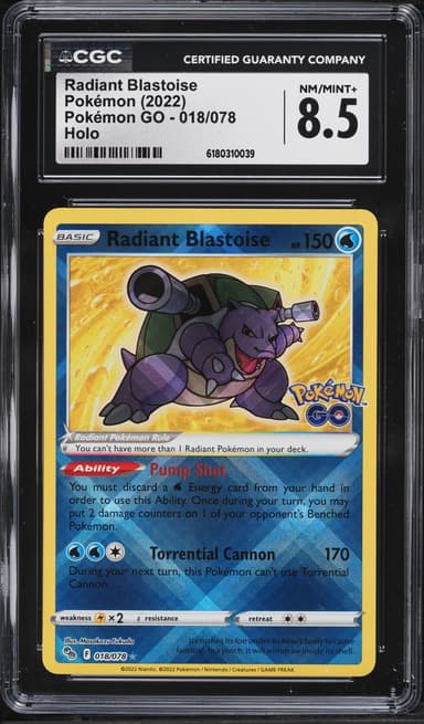 Pokemon Sword & Shield GO Holo Radiant Blastoise #18
