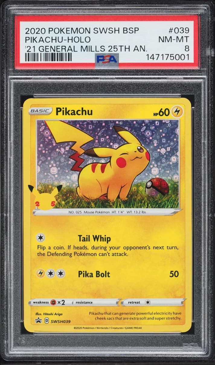 Pokemon Sword & Shield Promo General Mills Sequin Holo Pikachu #39