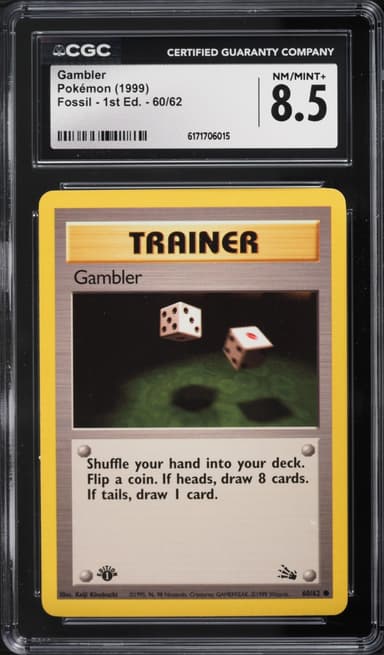 Pokemon Fossil 1st Edition Gambler #60
