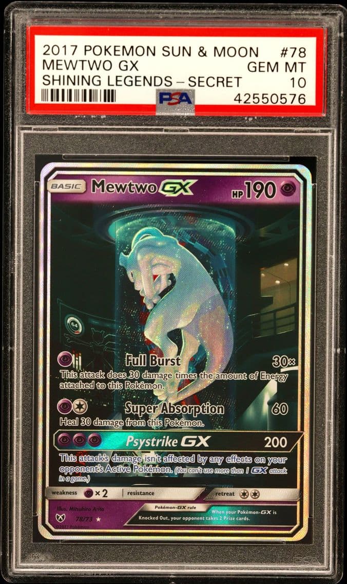 2017 #78 Mewtwo GX PSA 10 Sun & 