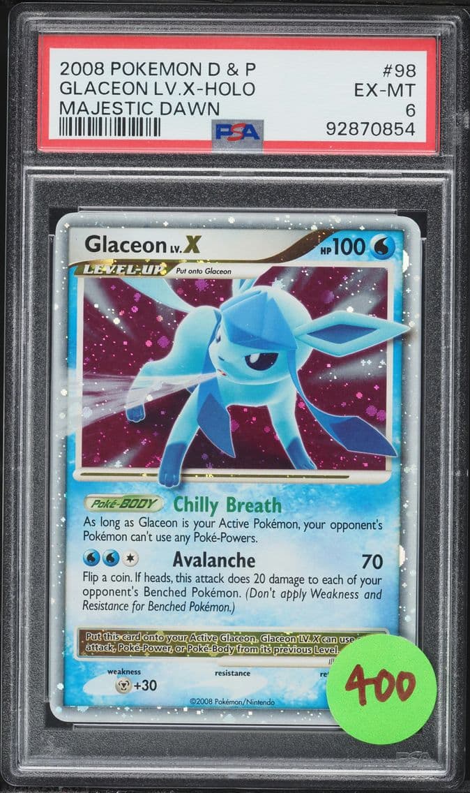 2008 #98 Glaceon LV.X-Holo PSA 6