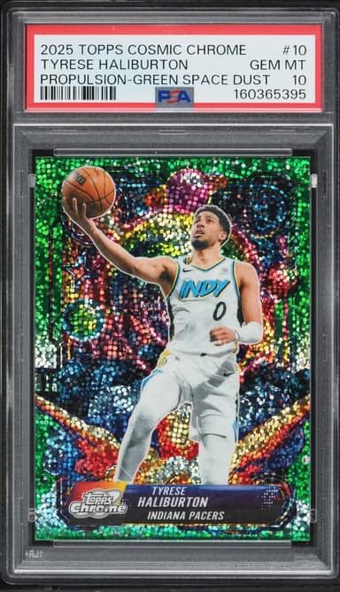 Topps Chrome Cosmic Propulsion Green Space Dust Tyrese Haliburton /75 #10