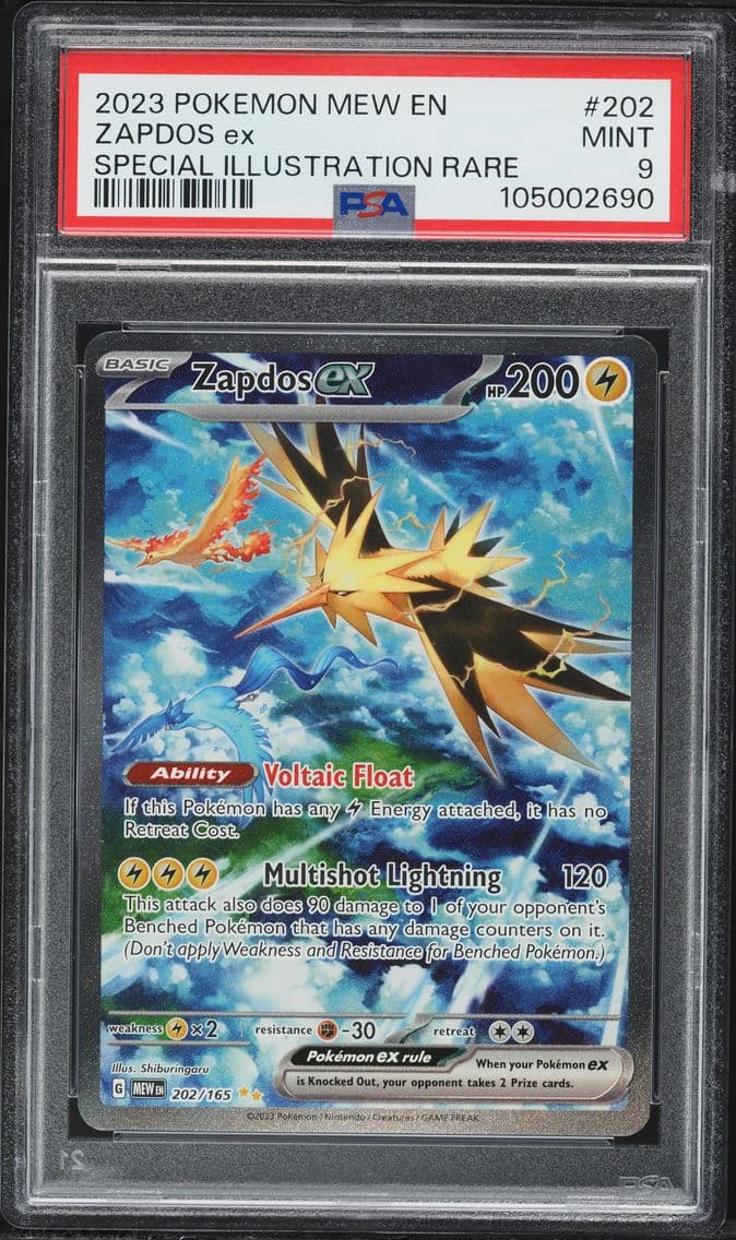 2023 #202 Zapdos EX PSA 9 Mew EN