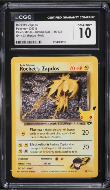Pokemon SWSH Celebrations Classic Collection Holo Rocket's Zapdos #15