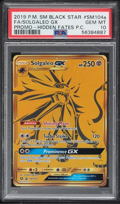 Pokemon Sun & Moon Promo Hidden Fates Full Art Solgaleo GX #SM104A