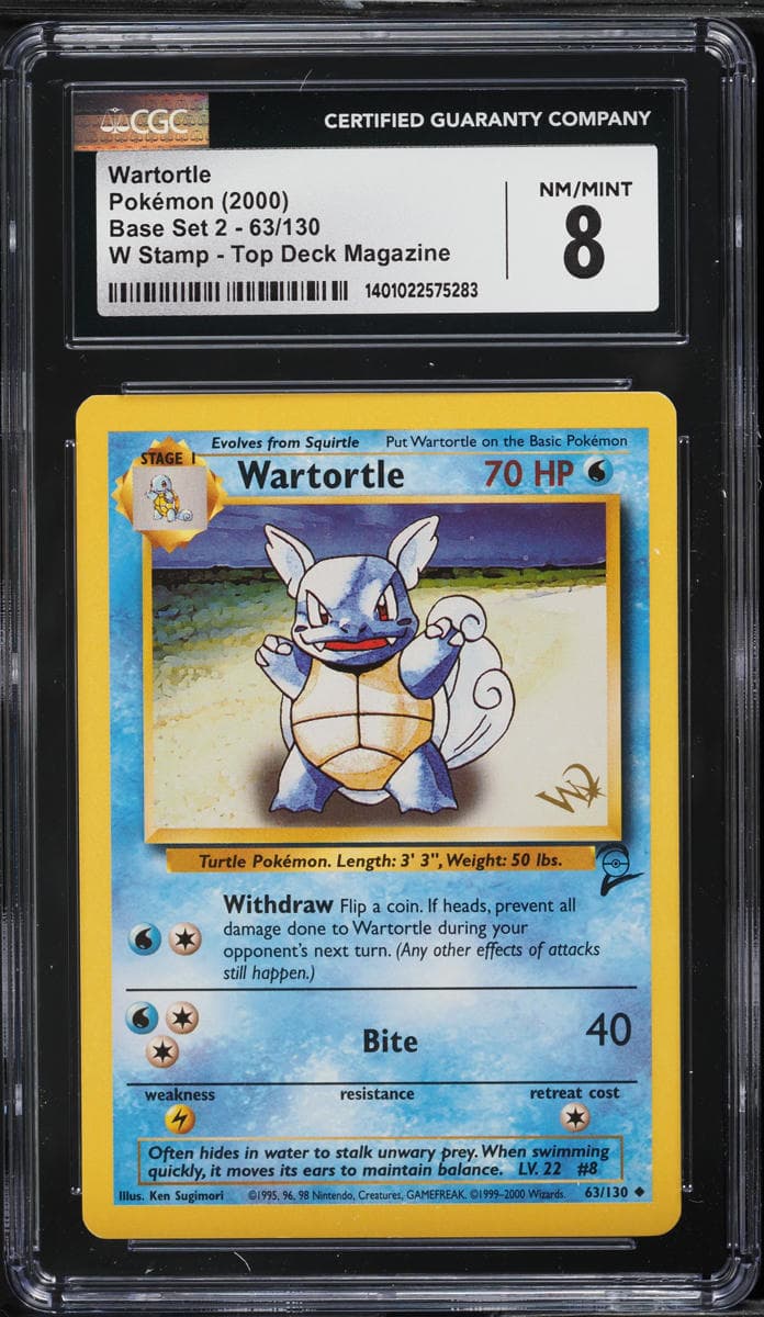 Pokemon Base Set 2 Top Deck Magazine W Stamp Wartortle #63