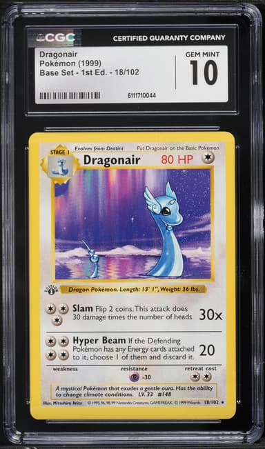 Pokemon Base Set Shadowless 1st Edition Dragonair #18
