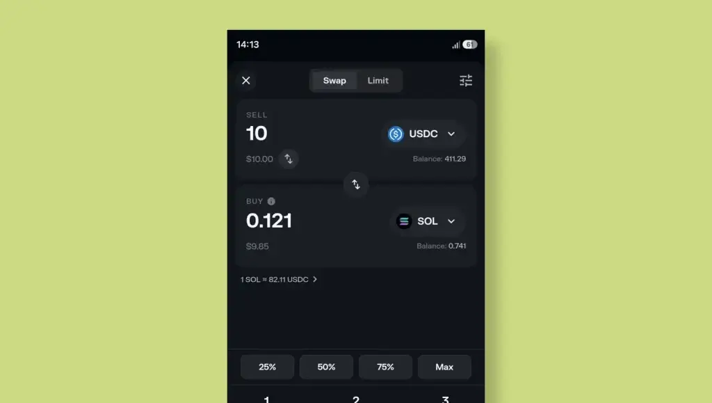 trading inside of a web3 wallet