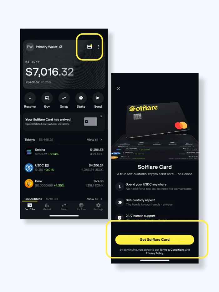 how to get the solflare card