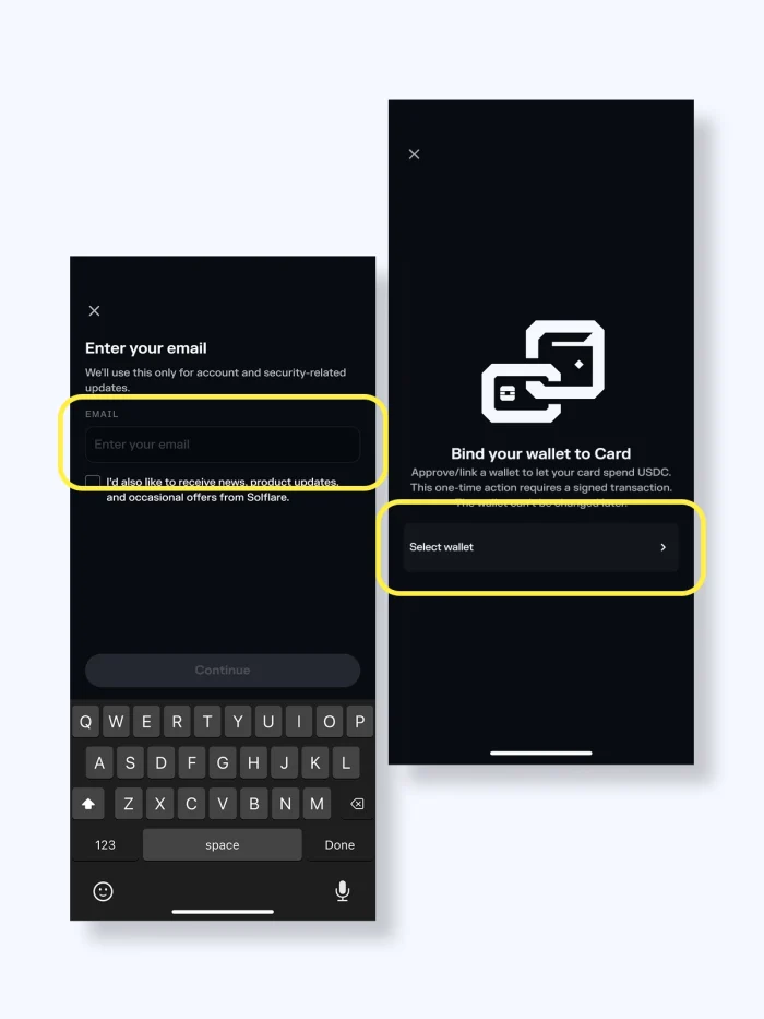 connecting the solflare card with your wallet