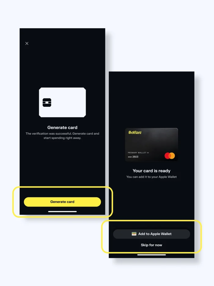 generating a virtual solflare card